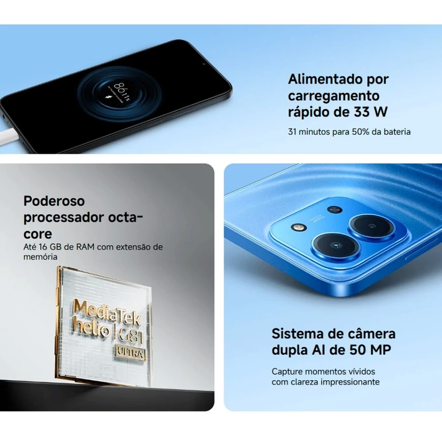 Celular Xiaomi Redmi 15C Dual SIM de 256GB 8GB RAM ORIGINAL - Imagem 3